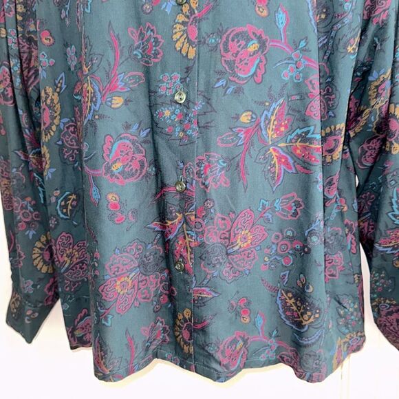 Vtg 80s/90s Sophisticates by Pendleton Green & Pink Paisley Rayon Shirt - Picture 3 of 9
